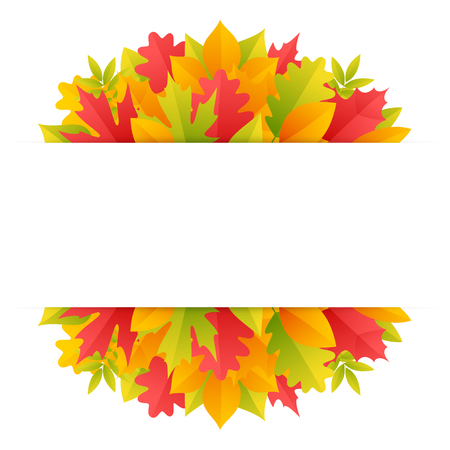 Colorful Autumn Background with Leaves. Isolated on white background. Clipping paths included in JPG file.のイラスト素材
