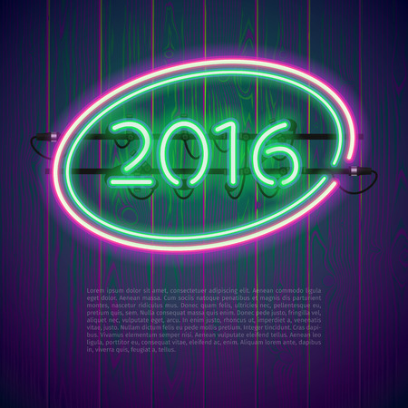 Ultraviolet Glowing Neon Sign 2016. Used pattern brushes included. There are fastening elements in a symbol palette.のイラスト素材