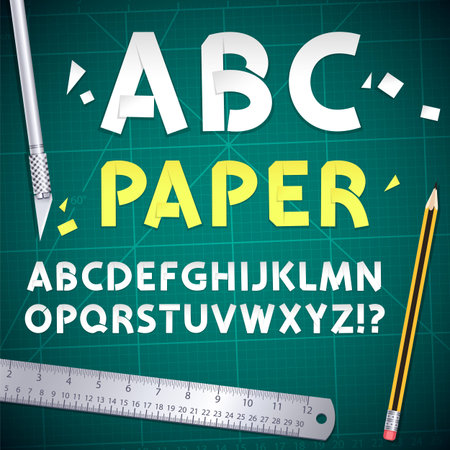 Cut Out Paper Alphabet and Equipment Set.のイラスト素材