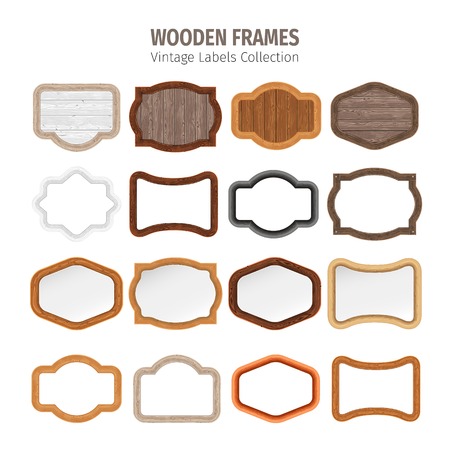 Wooden frames vintage labels collection. Used pattern brushes included in Brushes panel. Used patterns included in Swatches panelのイラスト素材