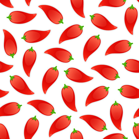 Seamless pattern with a lot of chili pepper. Isolated on white background. Clipping paths included.のイラスト素材
