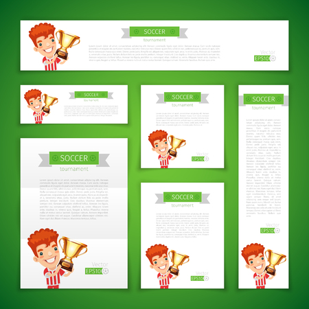 Set of soccer tournament banners and mockups. Clipping paths included.のイラスト素材