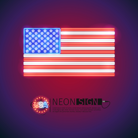 Neon Sign USA Flagのイラスト素材