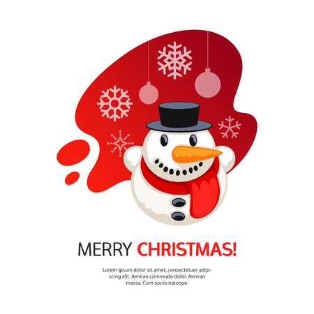 Merry Christmas Card with Snowmanのイラスト素材