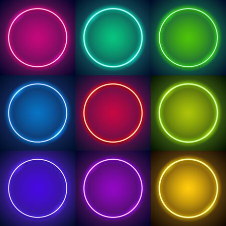 Nine Round Neon Framesのイラスト素材