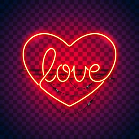 Love Heart Neon Sign on Transparencyのイラスト素材
