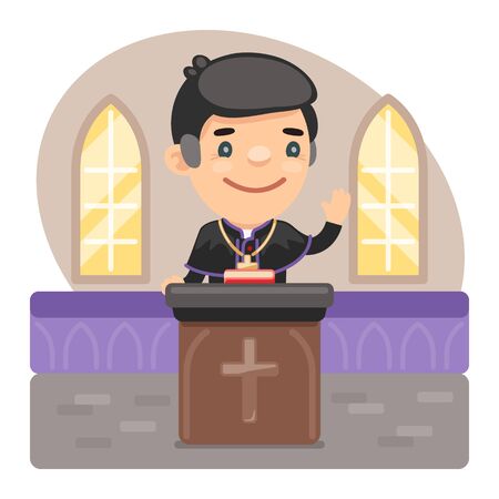 Cartoon Priest at the Pulpitのイラスト素材