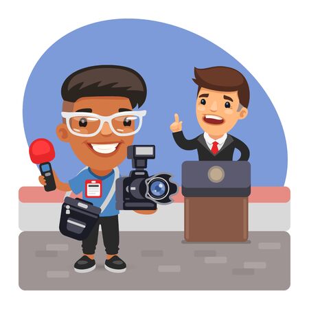 Cartoon Photojournalist and Politicianのイラスト素材