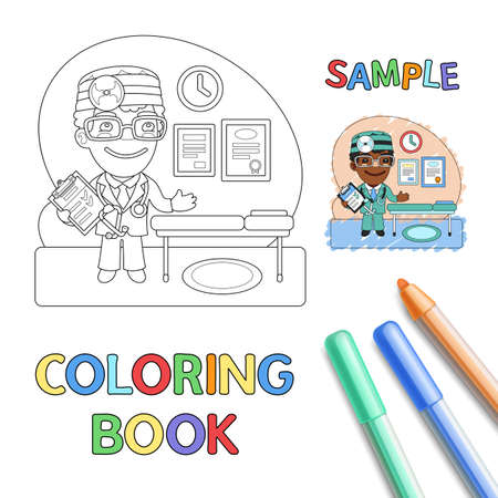 Doctor Coloring Pageのイラスト素材