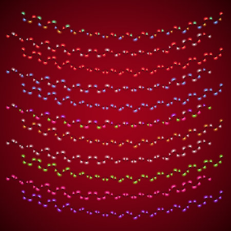 Christmas Hanging Garlands With Mini Lamps Setのイラスト素材