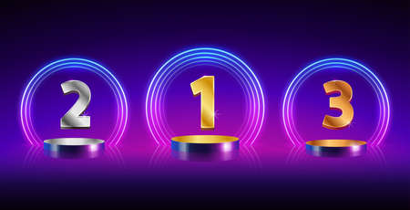 Winners Podium with Neon Framesのイラスト素材