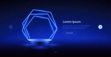 Template with Neon on Dark Blue Backgroundのイラスト素材