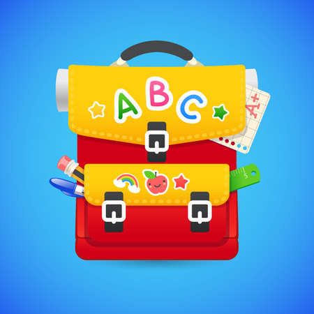 Red with Yellow School Backpackのイラスト素材