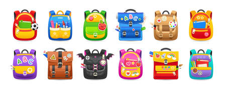 Set of Colorful School Backpacksのイラスト素材