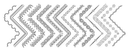 Flower Pattern Brushes Set with Cornersのイラスト素材