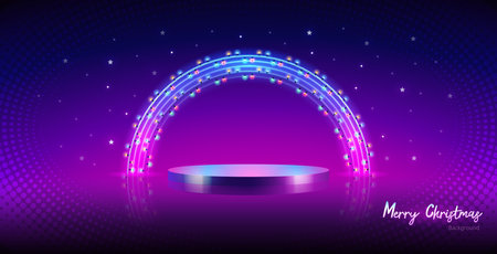 Merry Christmas Background with Neon Arcのイラスト素材