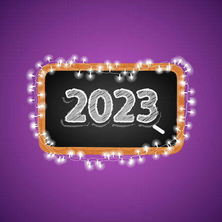 Hand Drawn Chalkboard 2023 with Lightsのイラスト素材