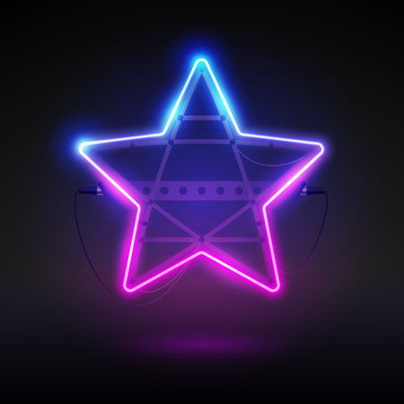 Glowing Neon Star Frameのイラスト素材