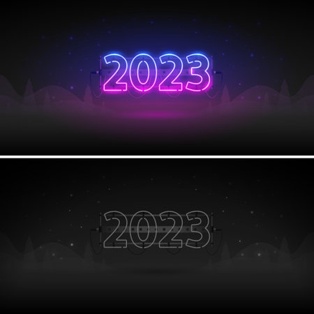 New Year 2023 Neon On and Off Versionのイラスト素材