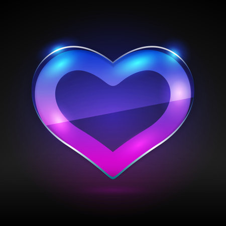 Glass Neon Heart Iconのイラスト素材