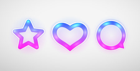 Glowing LED Lamp Neon Icons Setのイラスト素材