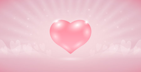 Glossy Heart on Light Pale Pink Backgroundのイラスト素材