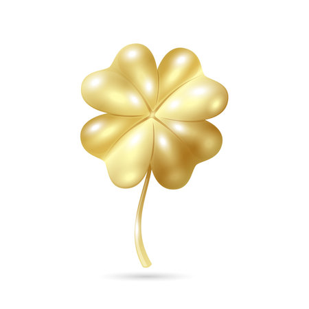 Lucky Four Leaf Clover Golden Charmのイラスト素材