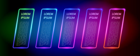 Abstract Colorful Rhomboid Neon Frames Setのイラスト素材