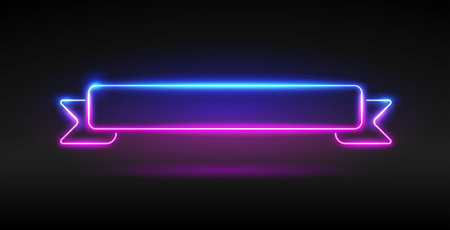 Glowing Neon Ribbon Bannerのイラスト素材