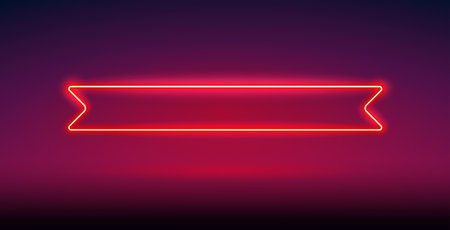 Glowing Red Neon Ribbon Bannerのイラスト素材