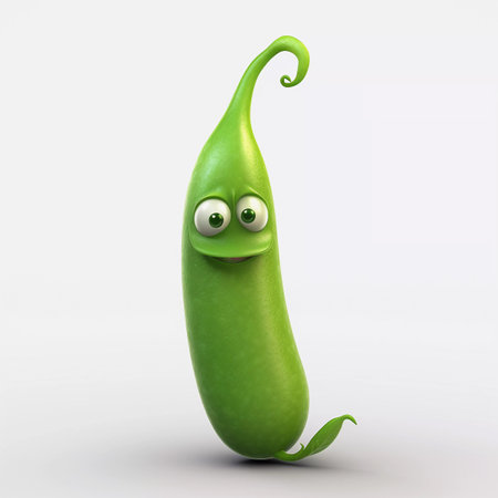 Cute Pea Pod Happy Cartoon Characterの素材