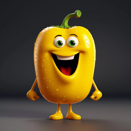 Cute Pepper Happy Cartoon Characterの素材