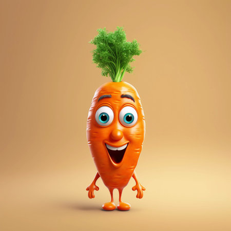 Cute Carrot Happy Cartoon Characterの素材