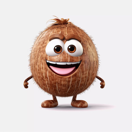Cute Coconut Happy Cartoon Characterの素材