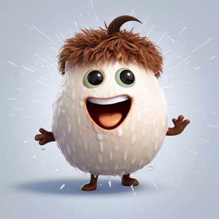 Cute Coconut Happy Cartoon Characterの素材