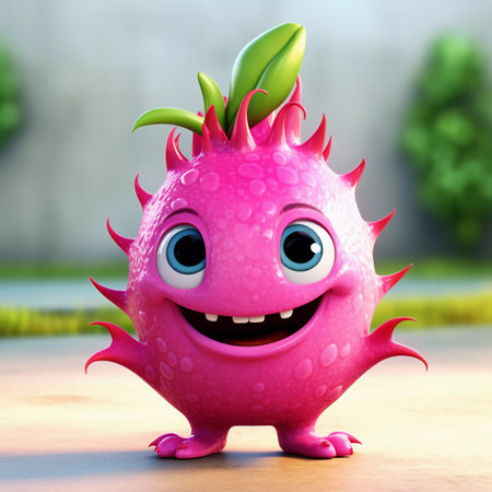 Cute Dragonfruit Happy Cartoon Characterの素材