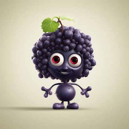 Cute Elderberry Happy Cartoon Characterの素材