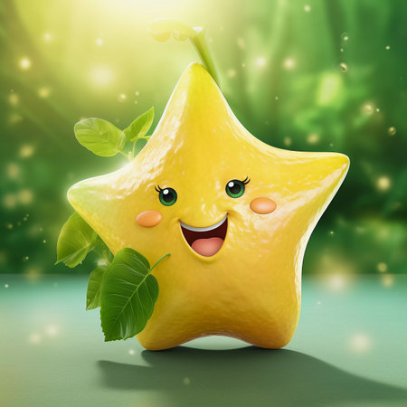 Cute Starfruit Happy Cartoon Characterの素材