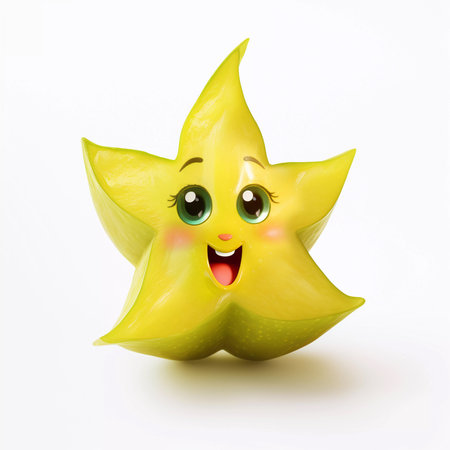 Cute Starfruit Happy Cartoon Characterの素材