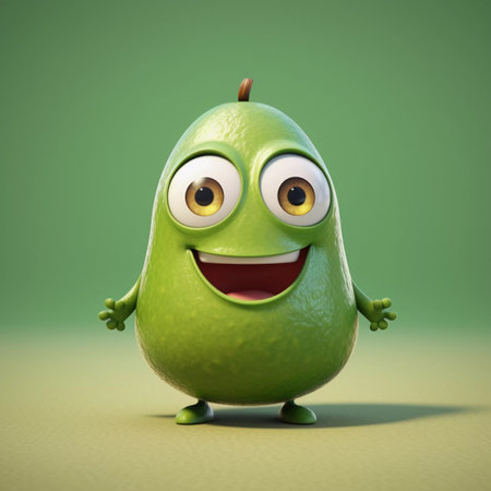 Cute Avocado Happy Cartoon Characterの素材