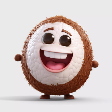 Cute Coconut Happy Cartoon Characterの素材