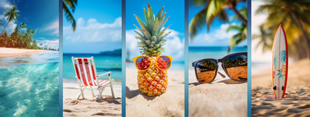 Summer Tropical Vertical Banners Setの素材