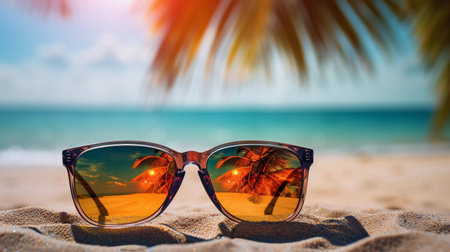 Sunglasses on the Sand at the Beachの素材
