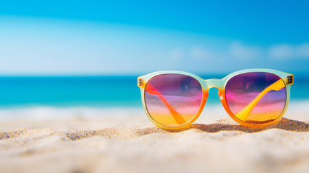Sunglasses on the Sand at the Beachの素材
