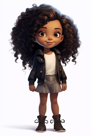 Cute Girl Happy Cartoon Characterの素材