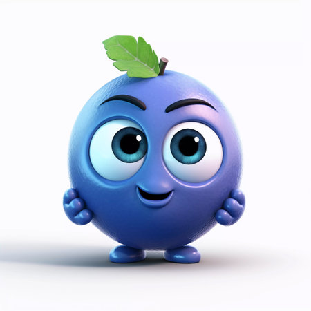 Cute Blueberry Happy Cartoon Characterの素材