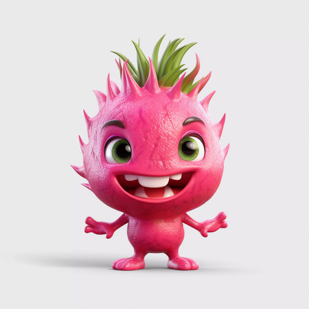 Cute Dragonfruit Happy Cartoon Characterの素材