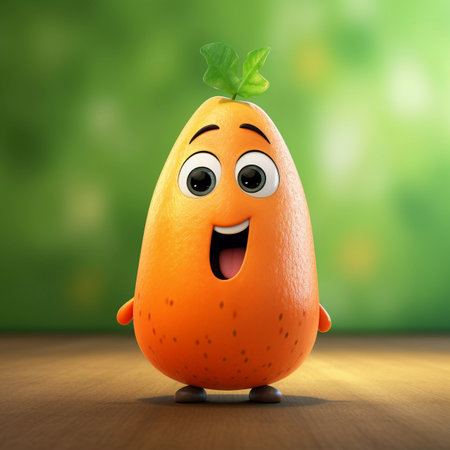 Cute Papaya Happy Cartoon Characterの素材