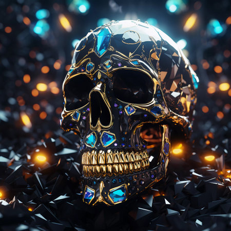 Black with Gold Trasure Skull Realistic Styleの素材