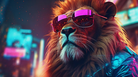 Epic Cyberpumk Leon Neon Retro Wave Styleの素材